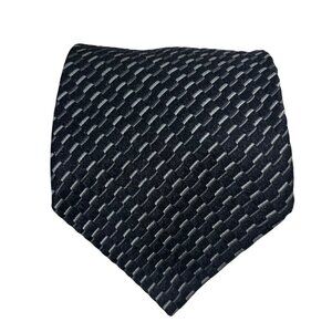 George Machado men's tie black gray silver silk Zylos Platinum 4" wide 57" long